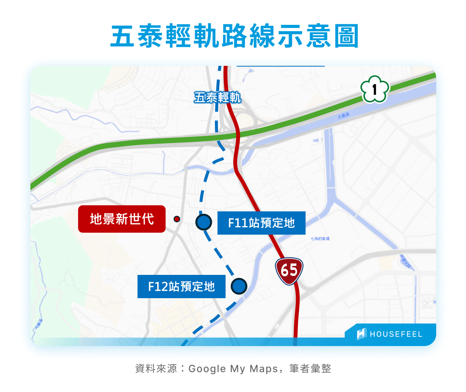 五泰輕軌路線示意圖